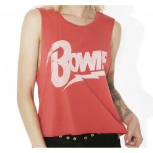 Daydreamer Coral-Red Bowie Graphic Muscle Tank